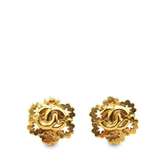 Vintage Chanel Coco Mark Earrings, Gold Plated, Women's, CHANEL - Picture 1 of 4